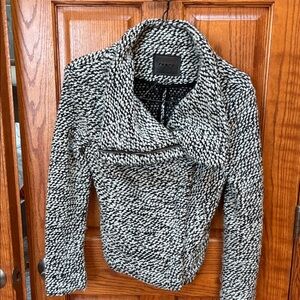 Blank NYC Black and White Textured Boucle Assymetrical Jacket.  XS